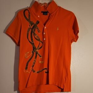 Ralph Lauren Orange Polo with Saddle Print